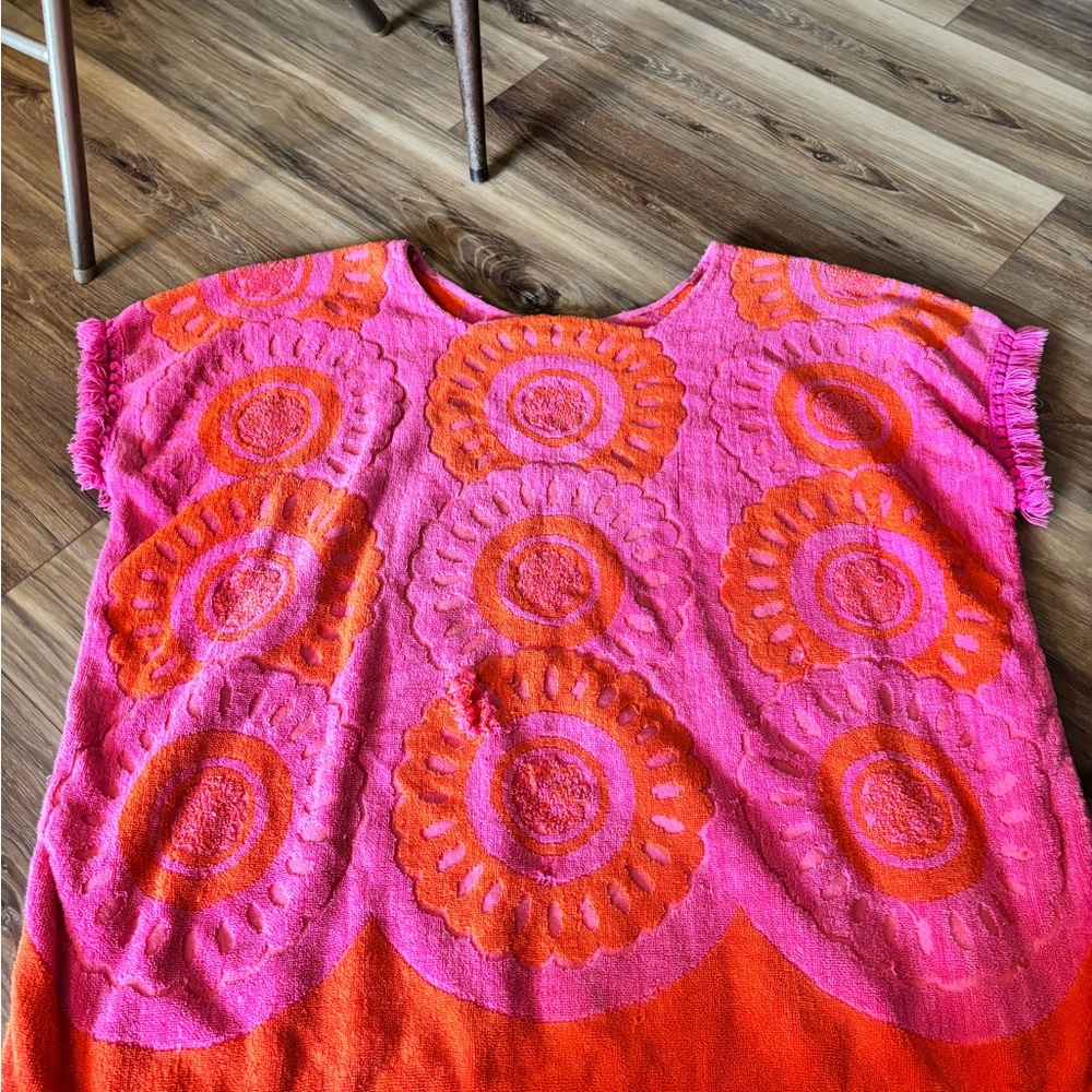 Vibrant Pink and Orange Cotton Towel by Maycraft